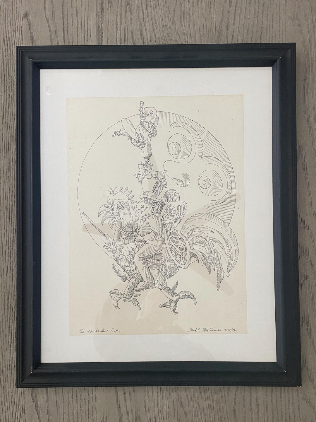 Drawing Innes Original David Mac Innes Drawing 1972 Surreal Pen Ink Art Framed Signed ...