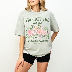 新鮮なブライダルシャワーTシャツ、花嫁へのギフト、パーソナライズされた独身パーティーシャツ、カスタムファーマーズマーケット独身パーティーTシャツ