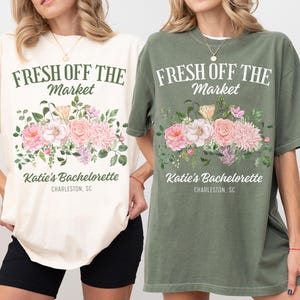 カスタムガーデンパーティー用独身パーティーTシャツ、パーソナライズされた独身パーティー用シャツ、新鮮なブライダルシャワー用Tシャツ、花嫁介添人へのギフト