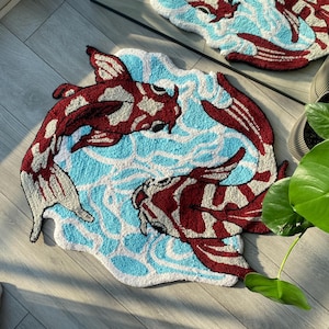 Handmade Koi Fish Rug – Unique Japanese Design for Home & Office Decor
