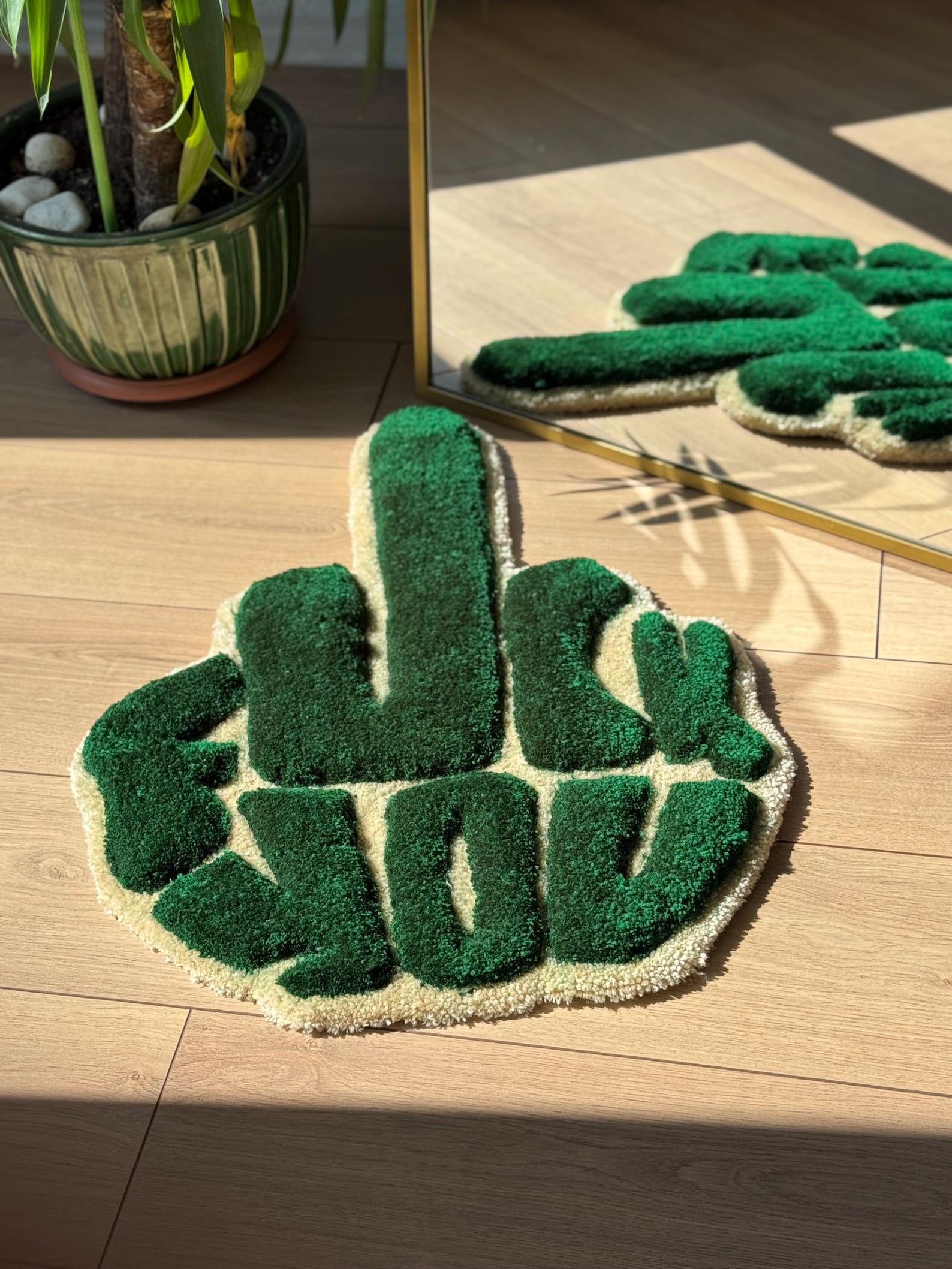F*ck You Hand Rug – 3D Middle Finger Tufted Carpet – Handmade Fluffy ...
