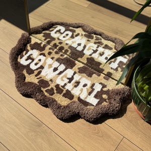 Handmade Cowgirl 3D Tufted Rug Leopard Print Western Carpet Retro Aesthetic Soft Floor Mat Country Girl Room Decor 75x40cm Gift Idea