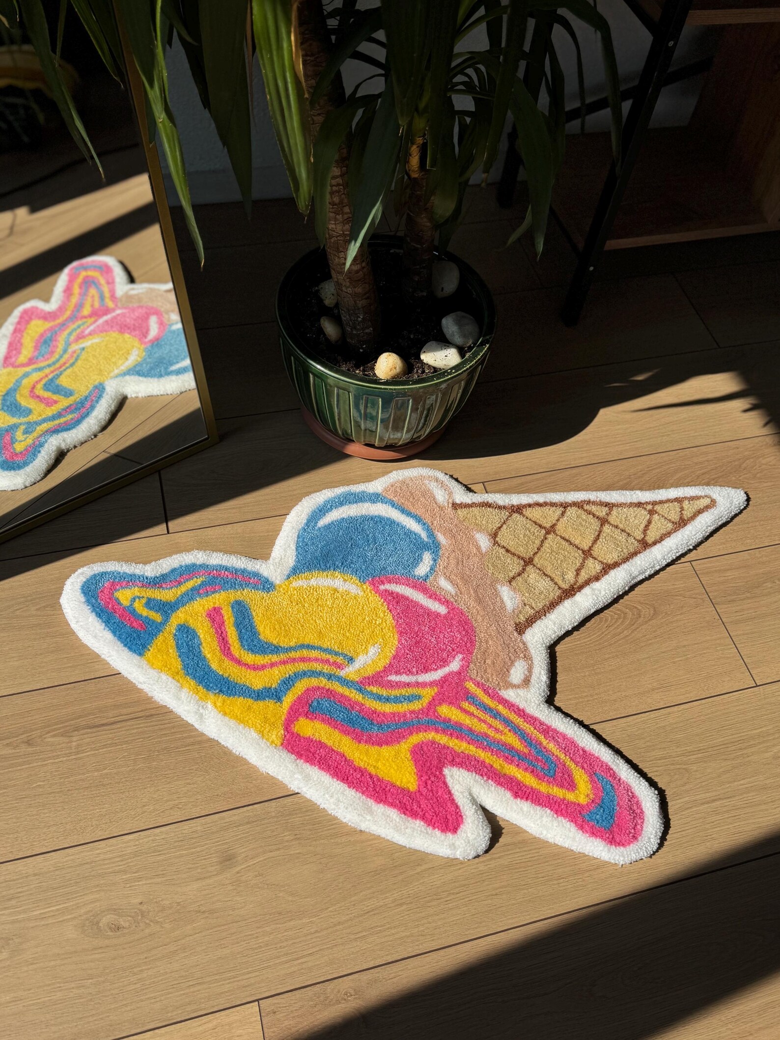 Dripping Rug Handmade Melting Ice Cream Tufted Rug Colorful Dripping Cone Carpet ...
