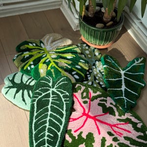 Handmade Tropical Leaf Rug Wall Decor Set – Monstera, Caladium ...