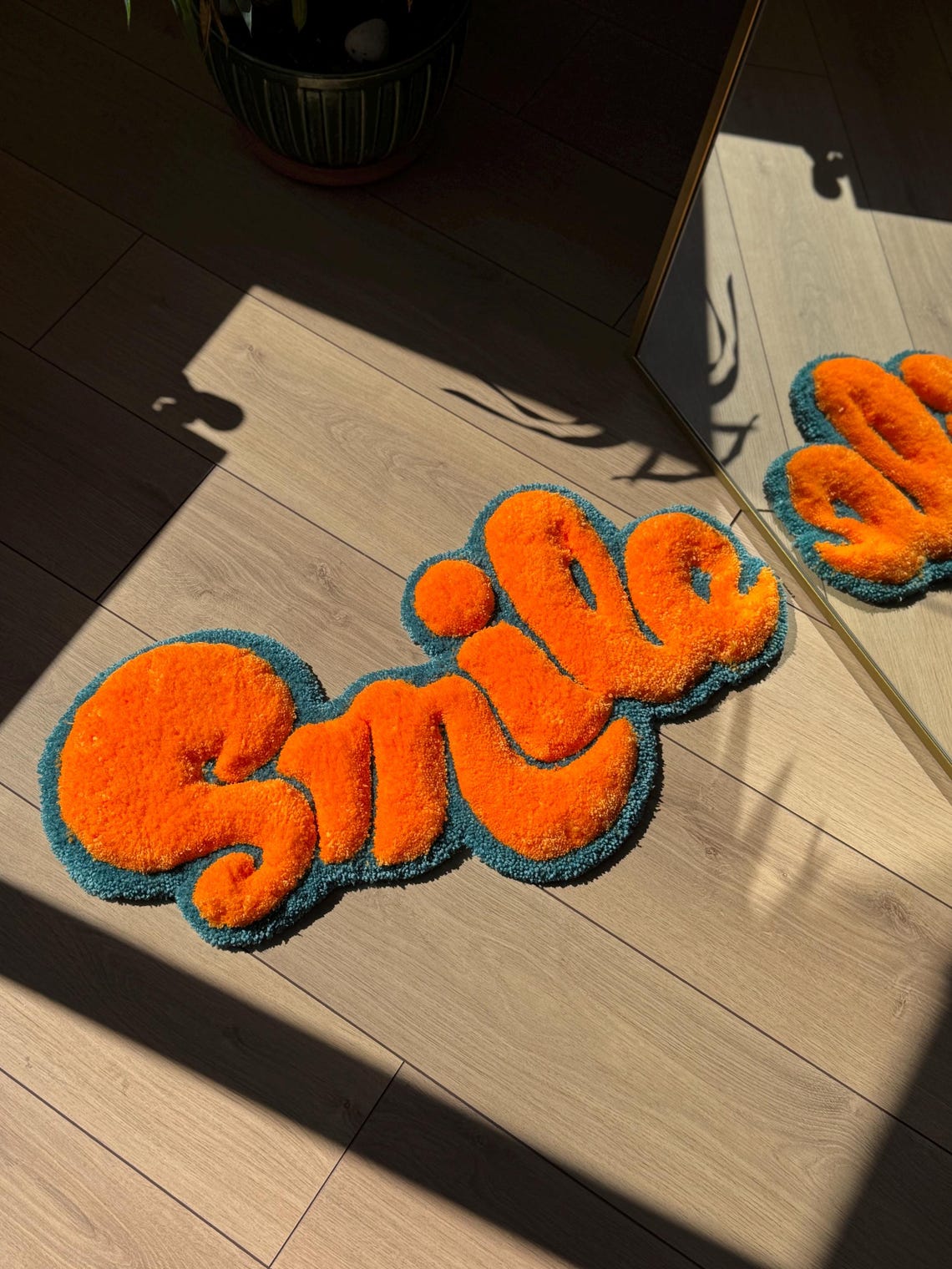 Greetings Rug SMILE Tufted Rug – Handmade 3D Fluffy Quote Carpet – Positive Soft ...
