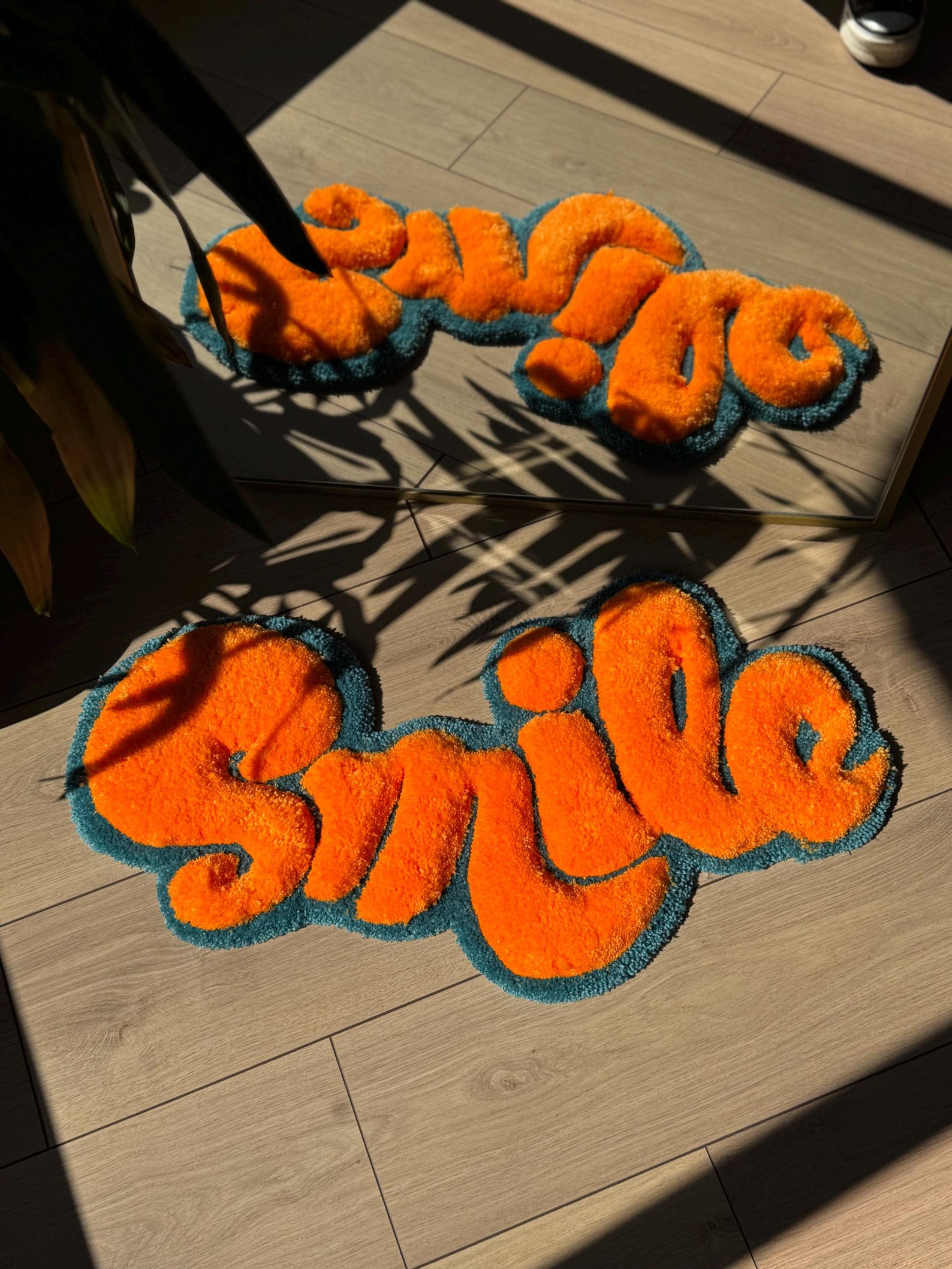 SMILE Tufted Rug – Handmade 3D Fluffy Quote Carpet – Positive Soft ...