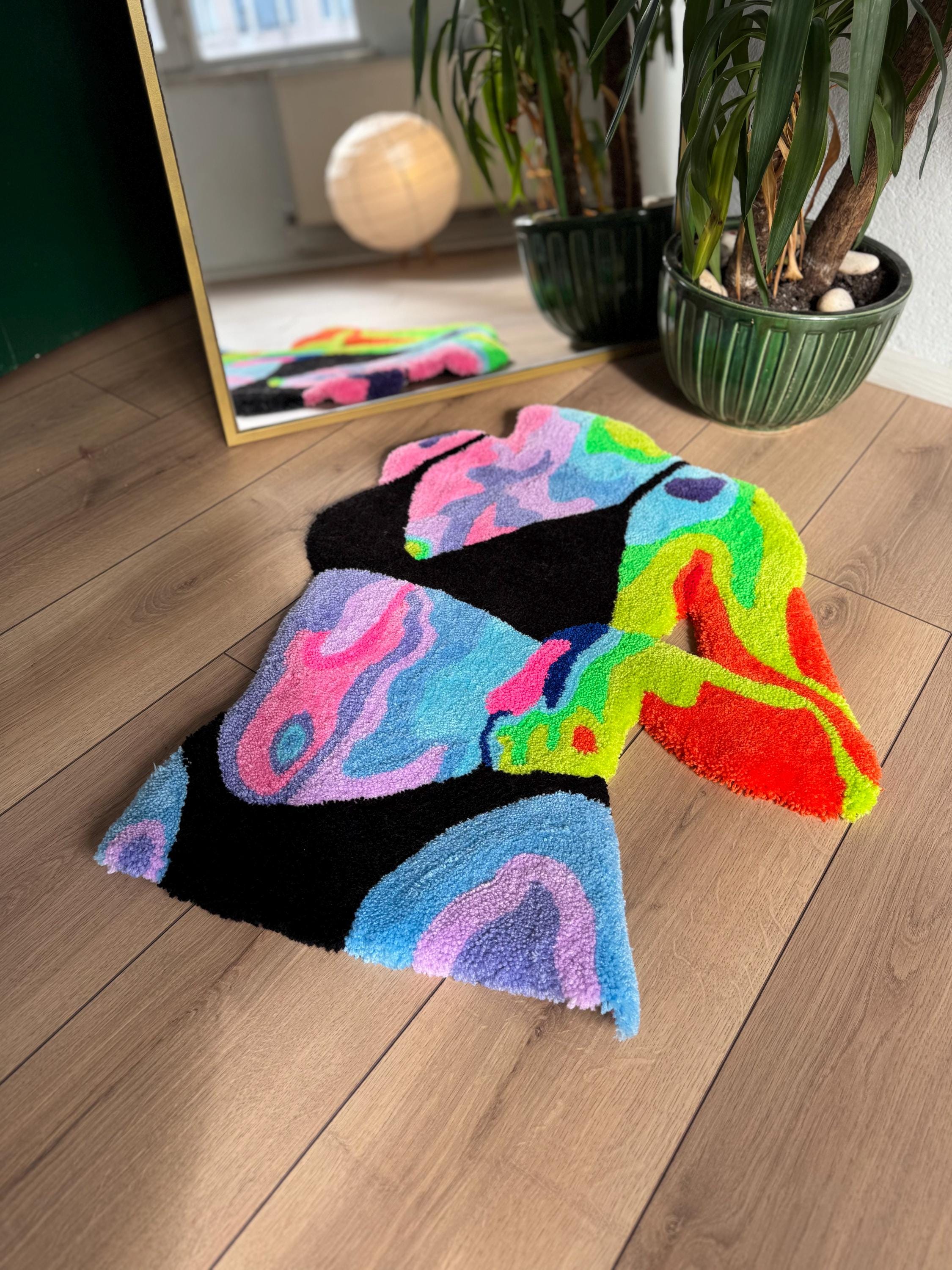 Colorful Thermal Woman Body Tufted Rug - Artistic Nude Floor Mat
