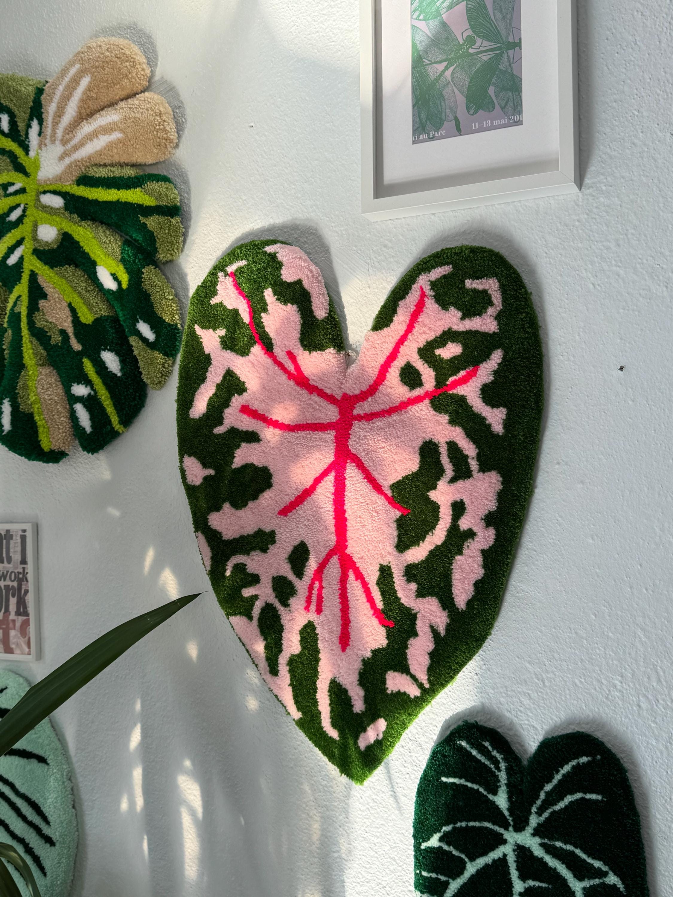 Handmade Tropical Leaf Rug Wall Decor Set – Monstera, Caladium ...