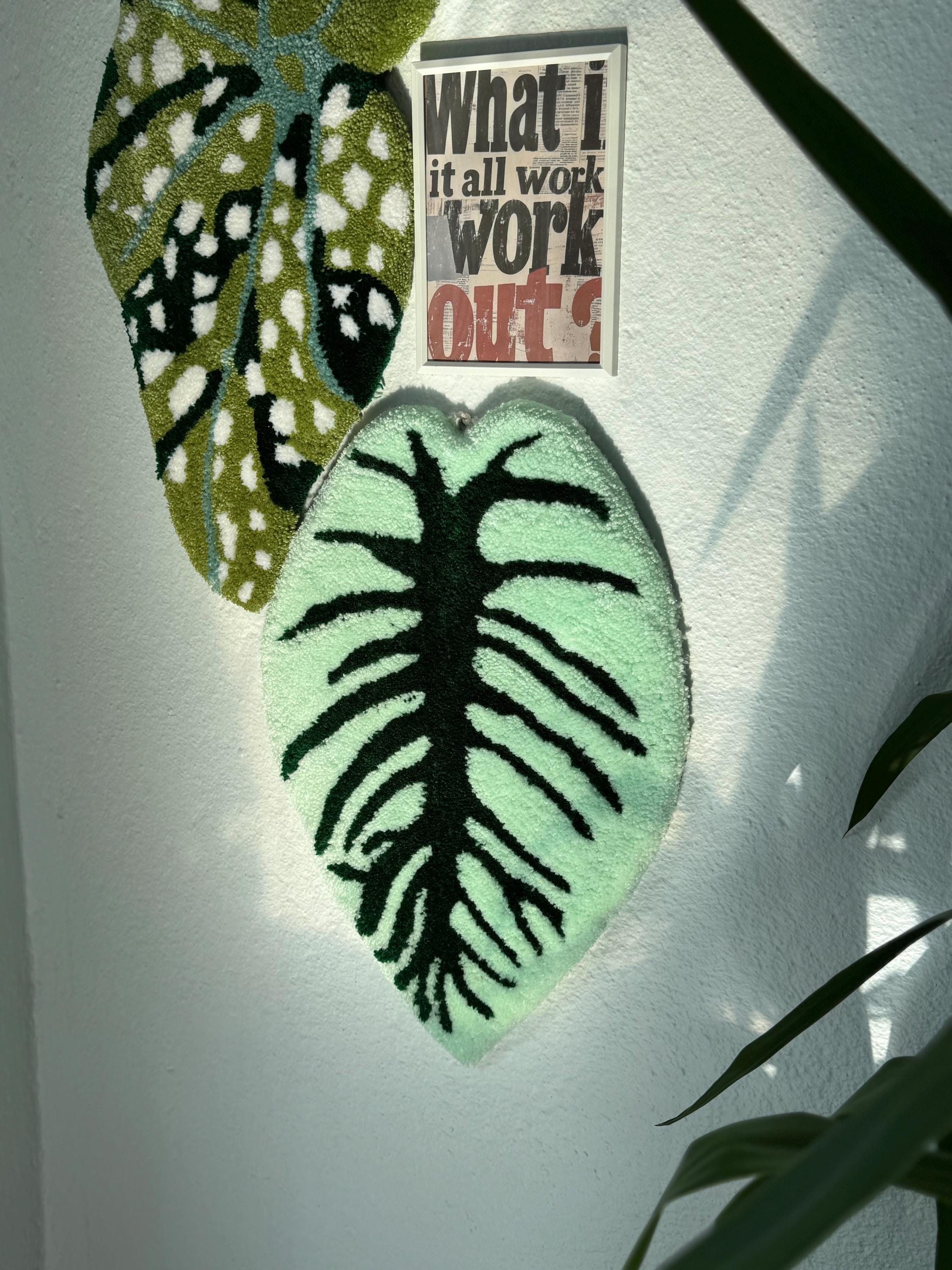 Handmade Tropical Leaf Rug Wall Decor Set – Monstera, Caladium ...
