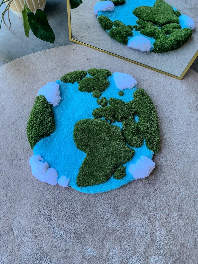 World Explorer Rug 3D World Map Tufted Rug - Geometric World Map Area Rug, Interactive Rug ...