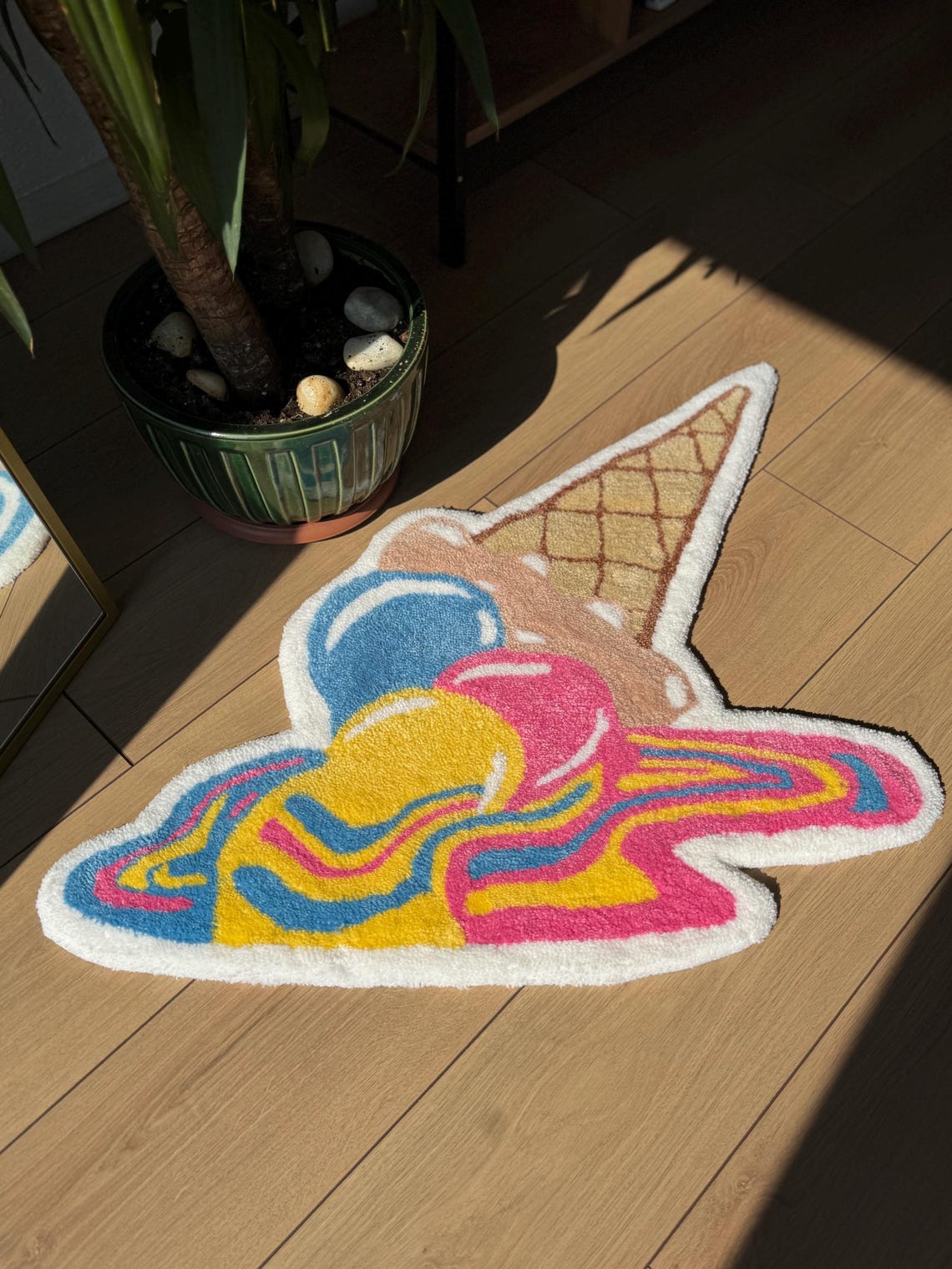 Dripping Rug Handmade Melting Ice Cream Tufted Rug Colorful Dripping Cone Carpet ...
