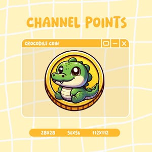 Crocodile/Alligator Coin Emote / Channel Points / Emotes for Twitch and Discord