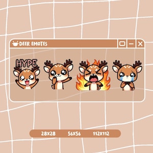 Cute Deer Emotes / Pack x 4 / Cute emotes / Twitch and Discord