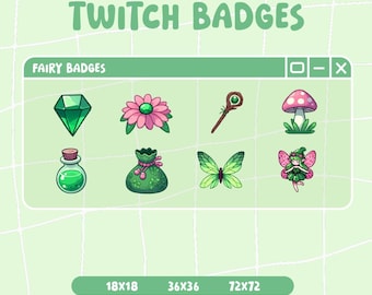 Fairy Kit Twitch Badges / Pack x 8 / Cute Badges / Forest / Woods / Magical Badges