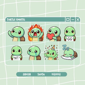 Turtle Emotes / Pack x 8 / Cute Tortoise emotes / Twitch and Discord
