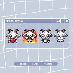 Cute Goat Emotes / Pack x 4 / Cute emotes / Twitch and Discord