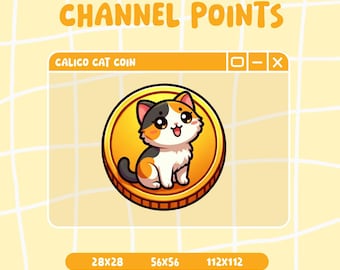 Calico Cat Coin Emote / Channel Points / Kitten Emote for Twitch and Discord
