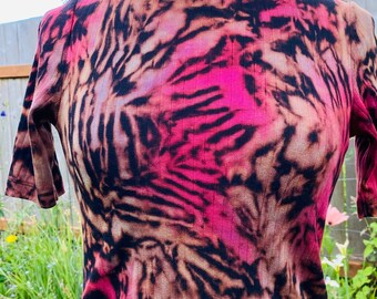 Tie-Dye Shirt~Hand-dyed~Women's Small~Mid-length Sleeve Retro