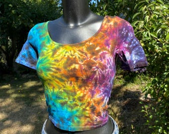 Rainbow Tiger Tie-Dye Crop Top: Festival Rave Shirt