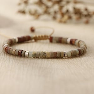 Jasper Bracelet, Natural Crystal Healing Bracelet, Emotional and Stress Relief Bracelet, Adjustable Braided Bracelet, Gift Bracelet