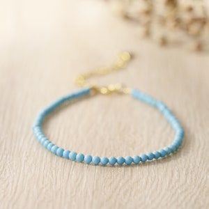 2mm Turquoise Bracelet, Delicate Gemstone Bracelet, Spiritual Healing Bracelet, Meditation Adjustable Bracelet, Christmas Gift for Her