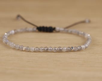 Natural Moonstone Bracelet - 4mm Simple Moonstone Bracelet - Crystal Healing Protection Bracelet - Feminine Energy Bracelet - Gift for Her