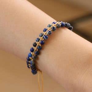 Natural Jasper Bracelet , Blue Jasper Beaded Bracelet, Blue Healing Bracelet, Deep Sea Sediment, Meditation Bracelet, Anniversary Gift