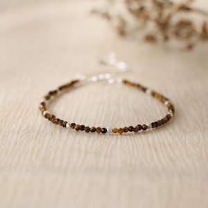 2mm Natural Tiger&#39;s Eye  Bracelet, Tiger&#39;s Eye Bracelet, Exquisite Simple and Unique Bracelet, Friendship Bracelet, Gift Jewellery