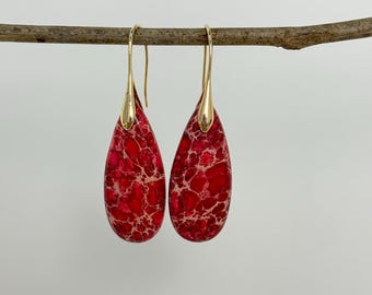 Boucles d'oreilles sédiments de la mer Rouge, boucles d'oreilles pendantes en pierre naturelle, boucles d'oreilles en jaspe, boucles d'oreilles pour femmes de style bohème, boucles d'oreilles cadeau d'anniversaire pour femme
