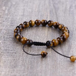 Tiger Eye Stone Bracelet for Men • Natural Stone Beaded Jewelry • Healing Beaded Gift for Men • Birthday, Christmas, Father&#39;s Day Bracelet