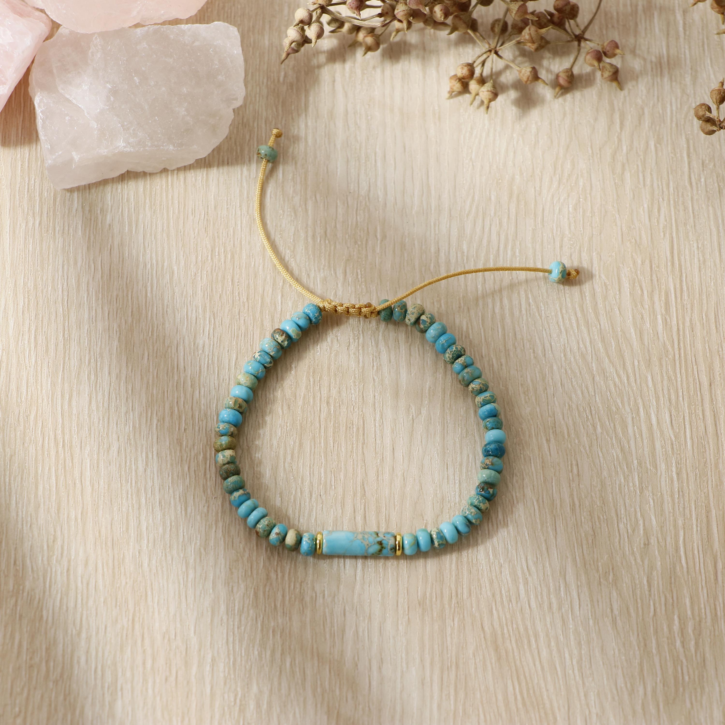 Bracciale con perline Boho alla moda, pietre naturali miste