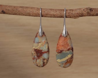 Jasper Drop Earrings: Natural Stone Yoga Jewelry, Healing Energy