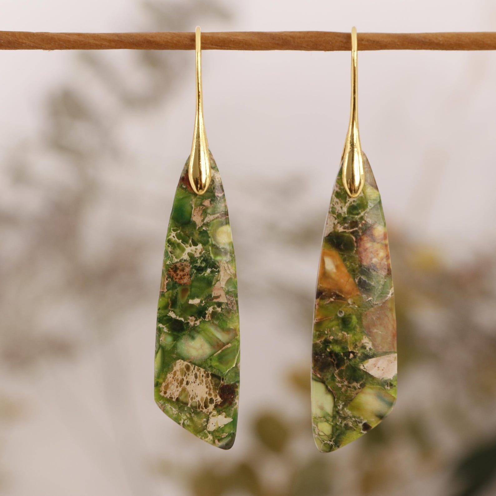 Natural Stone Earrings, Green Earrings, Jasper Drop Earrings, Chakra ...