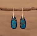 Jasper & Blue Sediment Teardrop Earrings: Natural Stone Healing Jewelry
