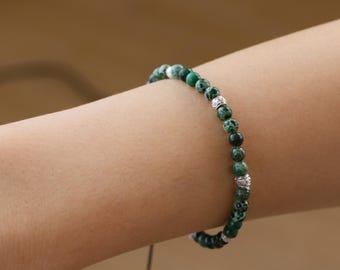 Smaragd Grün Jaspis Armband mit 4 mm Perlen Heilstein