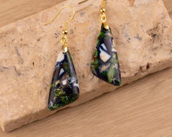Natural Green Jasper Drop Earrings, Gemstone Healing Crystal Jewelry