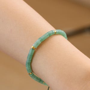 Natural green aventurine bracelet, Fortune healing balance bracelet, Meditation bracelet, Adjustable bracelet, Gift jewelry