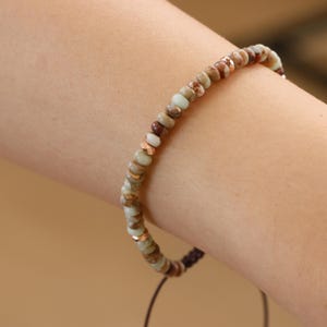 Jasper Bracelet, Natural Gemstone Bracelet, Handwoven Bracelet, Healing Bracelet for Women, Adjustable Delicate Bracelet, Gift for Wife