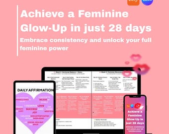 28-dagars guide för feminin framtoning – Självvårdsplanerare (utskrivbar PDF och Canva)