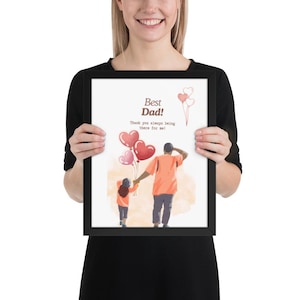 Framed poster on photo paper Father's Day card, Best Dad card, Thank you card, Dad, Heartfelt greeting card for Dad