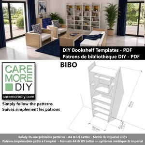 DIY Bookshelf Plans Printable PDF, Modern Modular Bookcase, Woodworking Plans, Furniture Plans, Instant Download, Easy DIY Shelving
