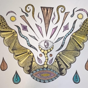 Aquarellreproduktion anlässlich des Dia de Muertos zur Ehrung der Vorfahren, Familie, Verstorbenen, Todeswanddekoration