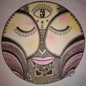 Riproduzione dell'acquerello luna piena armonia luce pace decorazione rilassante meditazione zen mandala energia positiva vibrazione positiva