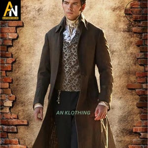 Brand New Men Colin Bridgerton Brown Trench Coat - Military Frock Coat - Civil Officer Frock Coat - 18th Century Frock Coat -80&#39;s Frock Coat