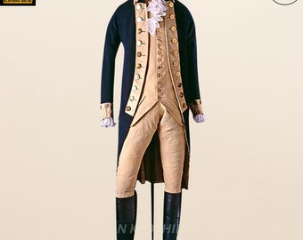 18th Century Military Officer Coat | Revolutionary War Uniform | George Washington Cosplay Outfit | Historical Reenactment Jacket By AN