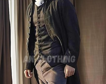 New Men&#39;s Wool Dark Brown Men&#39;s Military Frock Coat, Regency 18th Century Coat, Men&#39;s Regency Tail Coat, Handmade Jacket