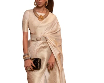 Handloom Khadi Georgette Saree | Banarasi Style, Indian Wedding Sari