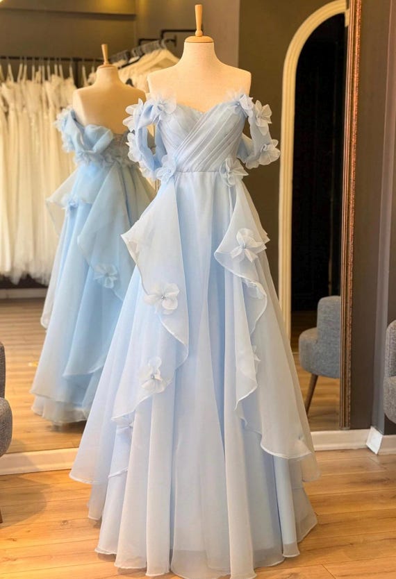 cinderella blue bridesmaid dress Floor-Length Soft Blue Bridesmaid Dresses
