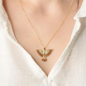 Phoenix Gold Pendant Necklace – 14K Plated Silver Necklace – Rebirth Symbol Jewelry Gift