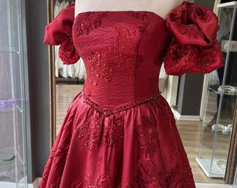 crimson princess dress Maroon Cinderella Princess Prom Dress